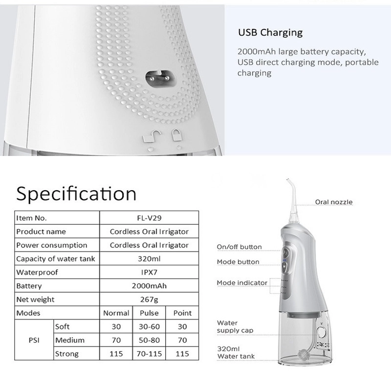 دستگاه واتر جت شست و شوی دهان و دندان گلویش استایل مدل FL-V29