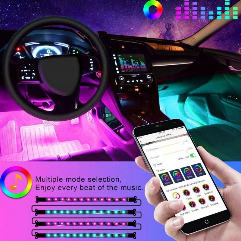 کیت نورپردازی بلوتوثی داخل خودرو مدل 5050SMD