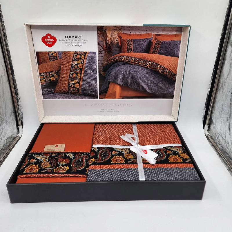 سرویس روتختی کاتن باکس مدل Folk Art Dalila Tarcin تک نفره 3 تکه