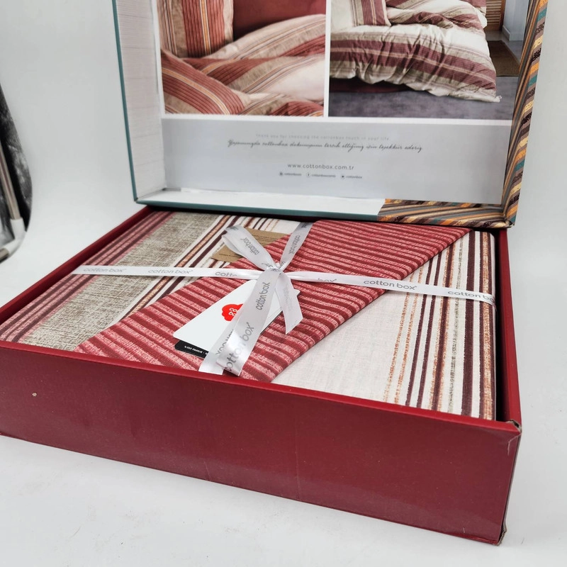 سرویس روتختی کاتن باکس مدل line kenway bordo تک نفره 3 تکه