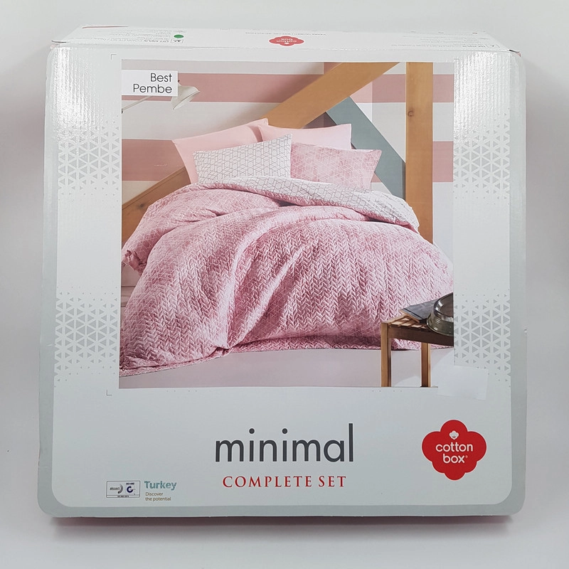 سرویس روتختی کاتن باکس مدل  Complete Seti Minimal Best Pembe دو نفره 4 تکه
