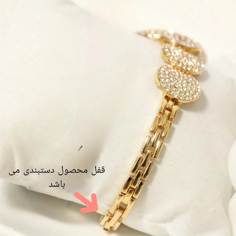 ساعت مچی عقربه ای زنانه مدل دستبندی فول نگین استون طرح جواهر کد 2