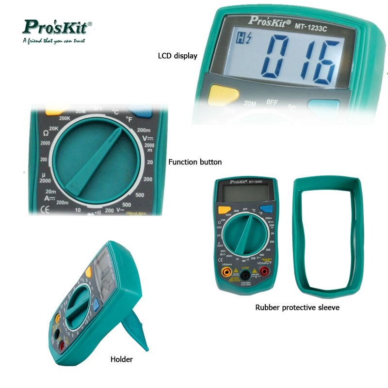 مولتی متر دیجیتال پروسکیت مدل MT-1233C