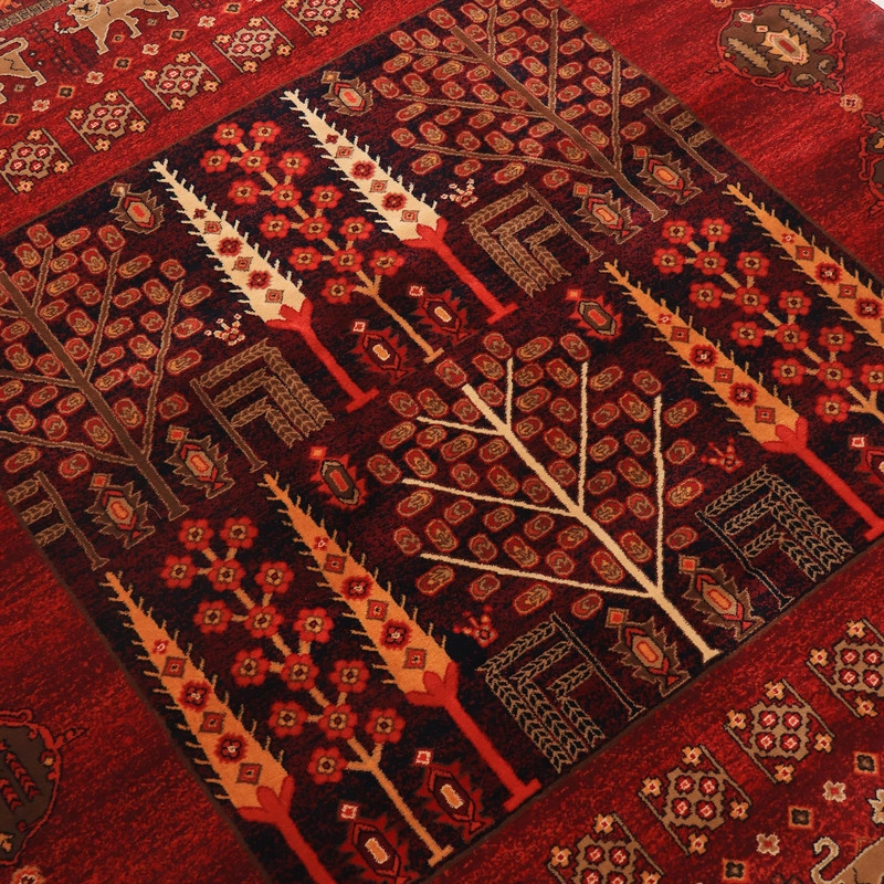 فرش ماشینی بزرگمهر کد 78019 زمینه شرابی - چهارمتری (225*150)