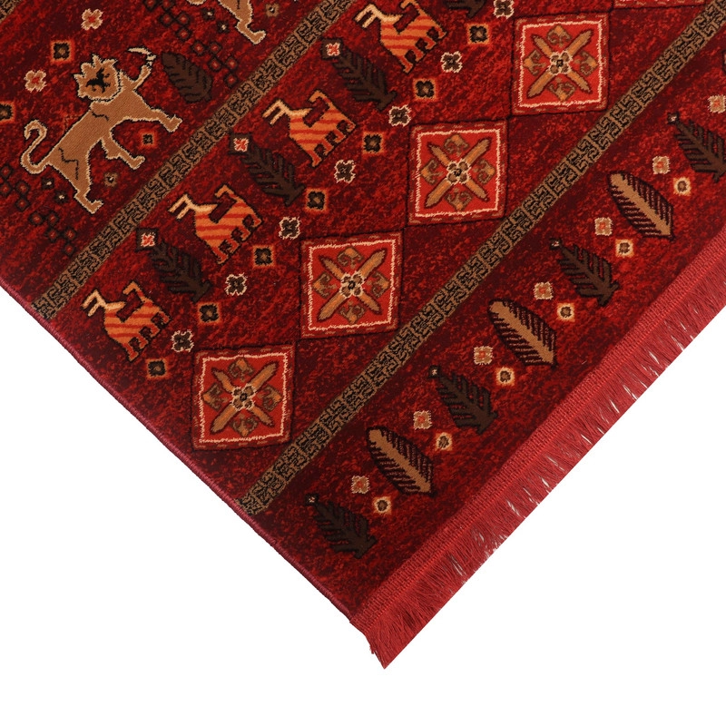 فرش ماشینی بزرگمهر کد 78019 زمینه شرابی - چهارمتری (225*150)