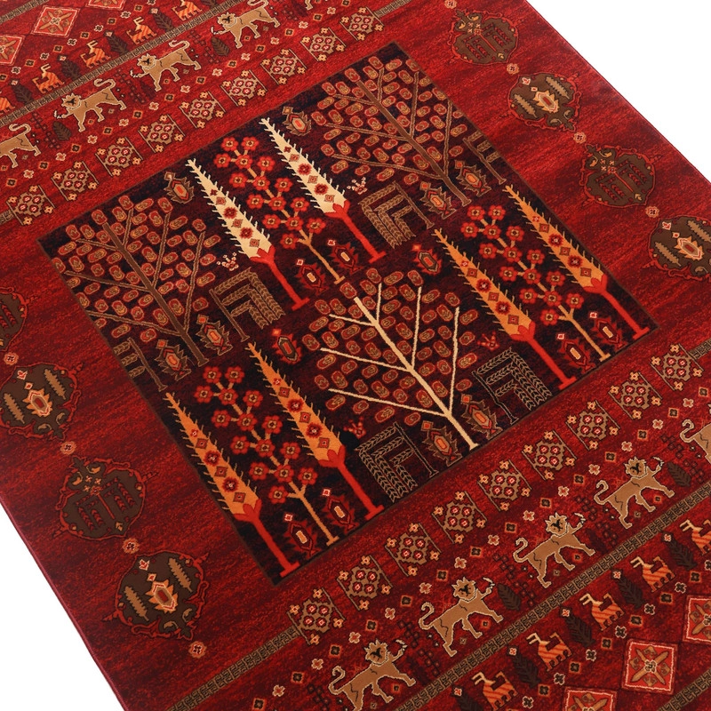 فرش ماشینی بزرگمهر کد 78019 زمینه شرابی - چهارمتری (225*150)