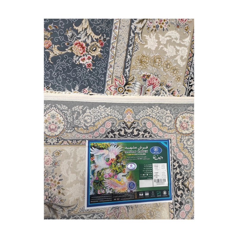فرش ماشینی مشهد کد 803606 زمینه خاکستری