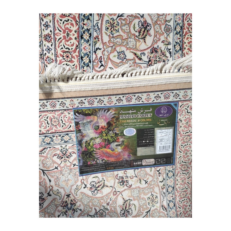 فرش ماشینی فرش مشهد کد 803031 زمینه بژ