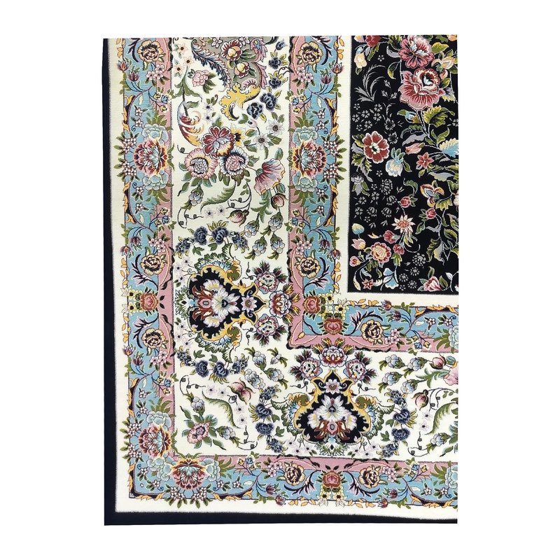 فرش ماشینی ساتراپی طرح افشان کد 5700 زمینه سرمه ای