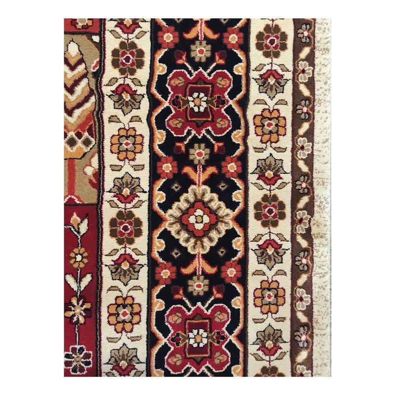 فرش ماشینی 700 شانه بزرگمهر زمینه گندمی حاشیه بژ کد 78018 - (100*150) یک و نیم متری