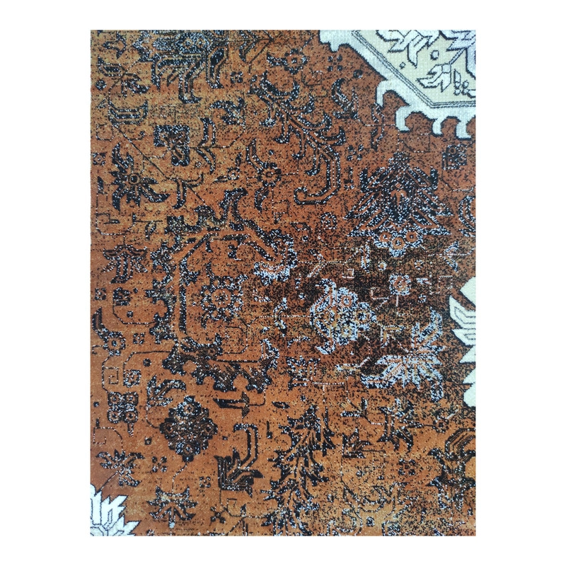 فرش ماشینی 1200 شانه فرش  مشهد زمینه آجری حاشیه آجری کد 803304