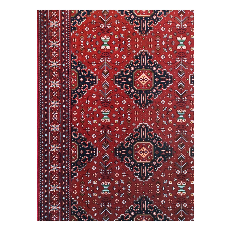 فرش ماشینی 1200 شانه فرش آرمانی زمینه و حاشیه لاکی طرح بلوچی کد 1204