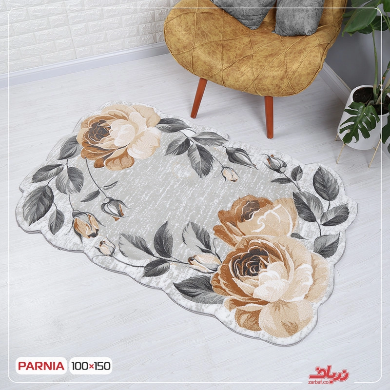 فرش ماشینی زرباف مدل پردیس زمینه طوسی