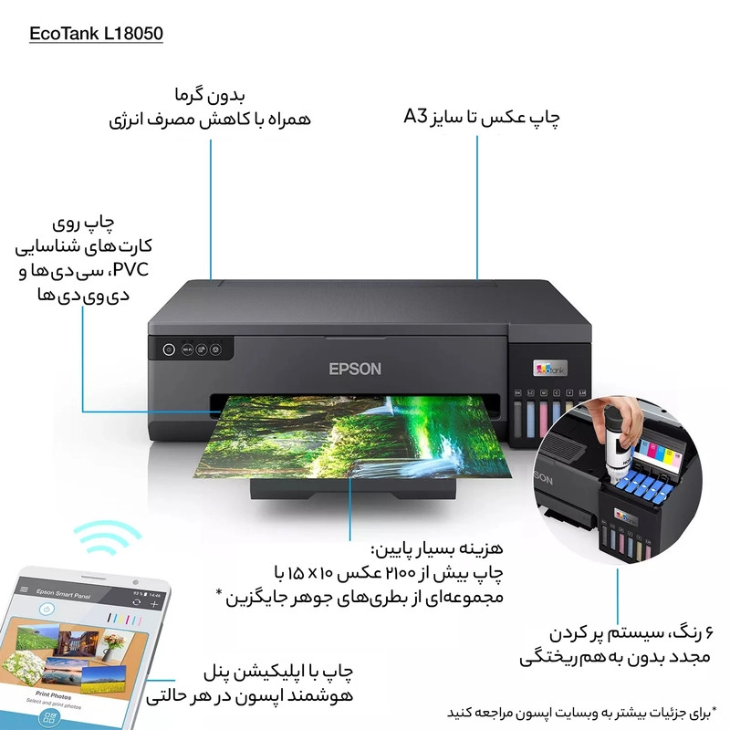 پرینتر جوهر افشان اپسون مدل EcoTank L18050