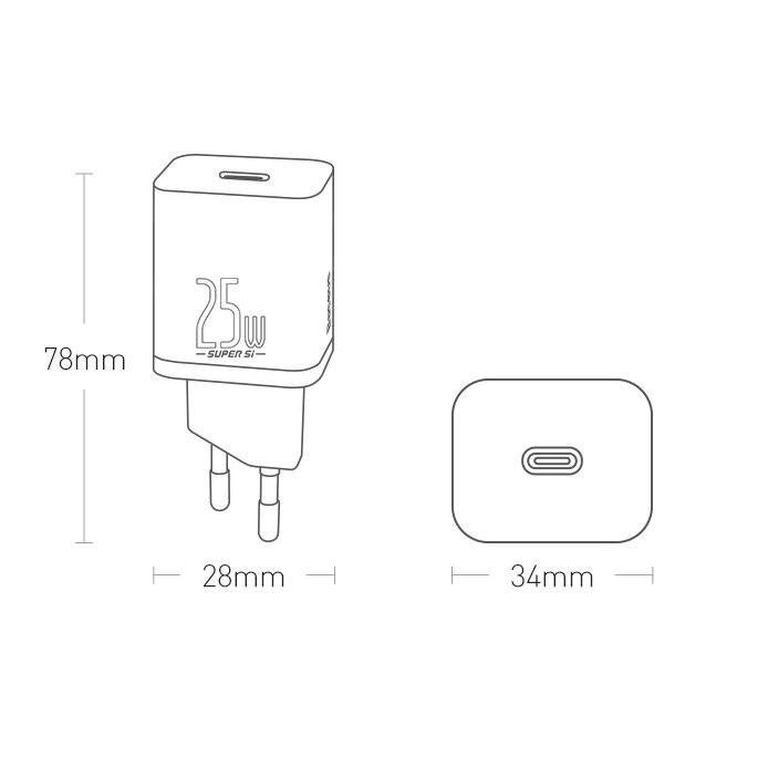 شارژر دیواری باسئوس مدل Super Si 25W