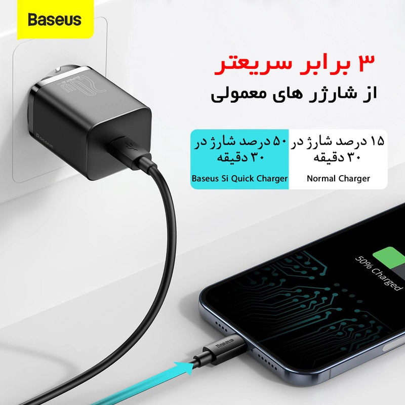 شارژر دیواری 20 وات باسئوس  مدل Quick Charger 20W
