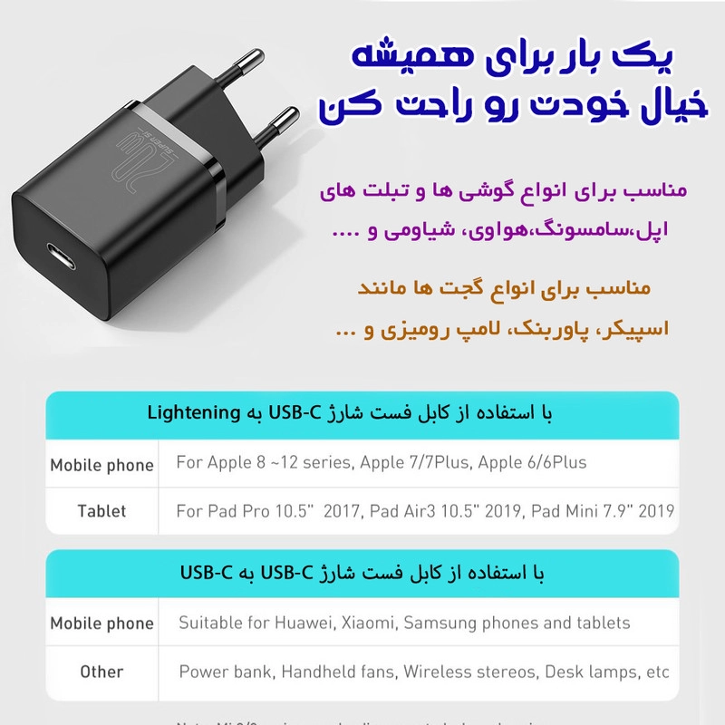 شارژر دیواری 20 وات باسئوس  مدل Quick Charger 20W