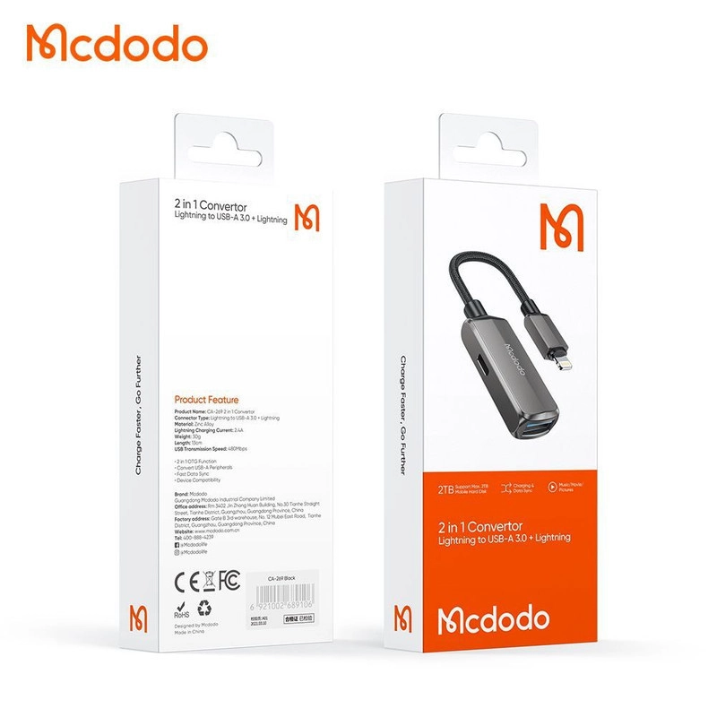 مبدل لایتنینگ به USB OTG/لایتنینگ مک دودو مدل CA-2690