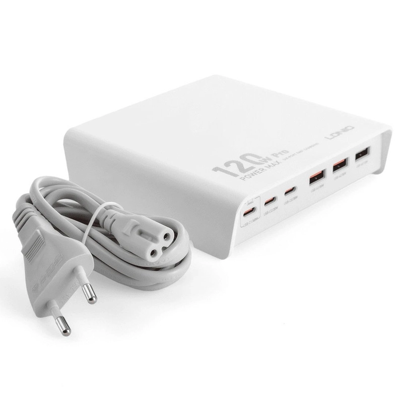 شارژر رومیزی 120وات الدینیو مدل HUB CHARGER Q605