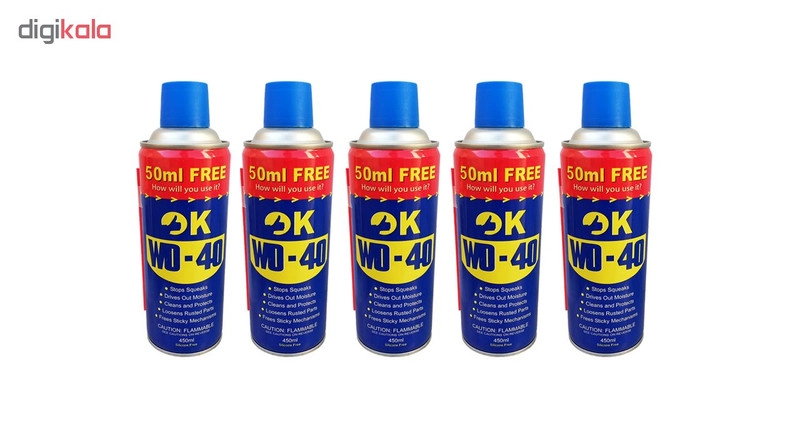 اسپری روان کننده اوکی مدل WD-40 حجم 450 میلی لیتر بسته 5 عددی