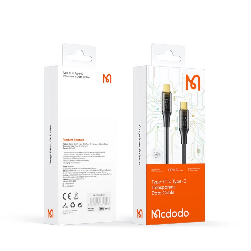 کابل تبدیل USB-C  مک دودو مدل CA-2110 طول 1.2 متر