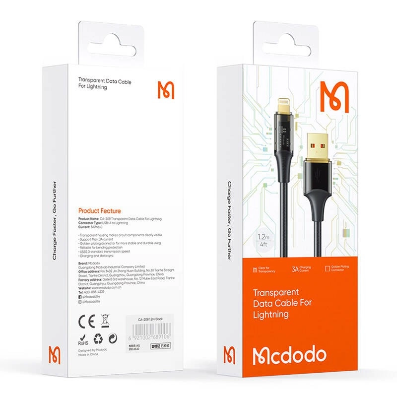 کابل تبدیل USB به لایتنینگ مک دودو مدل CA-208 طول 1.2 متر