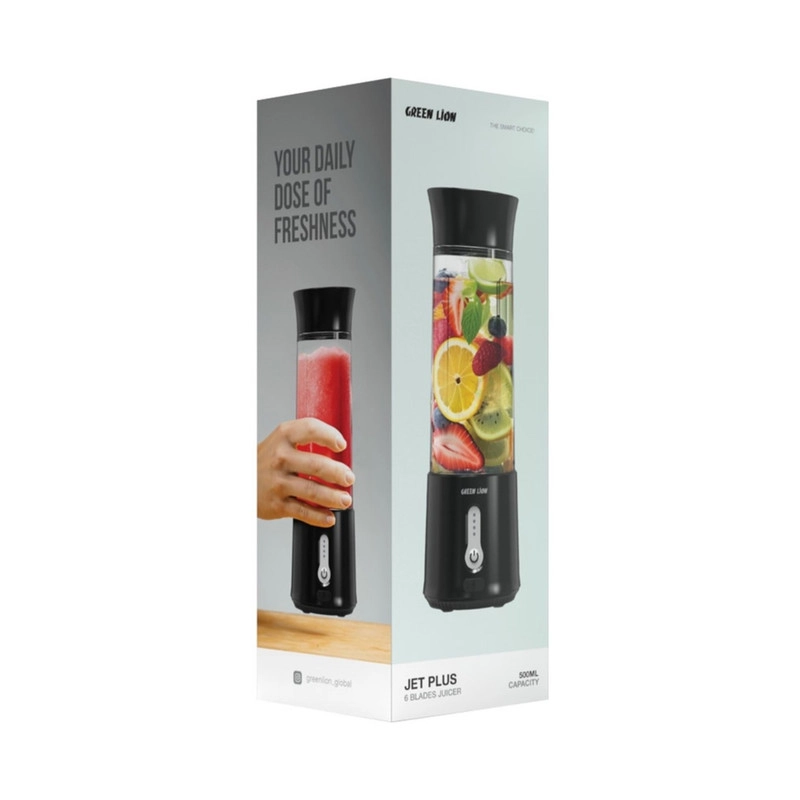شیکر شارژی گرین لاین مدل Jet Plus Six Blades Juicer گنجایش 0.5 لیتر - مشکی