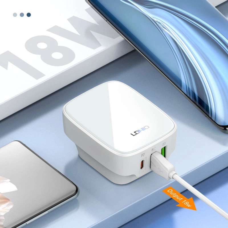 شارژر دیواری 32 وات الدینیو مدل Q334 به همراه کابل USB-C