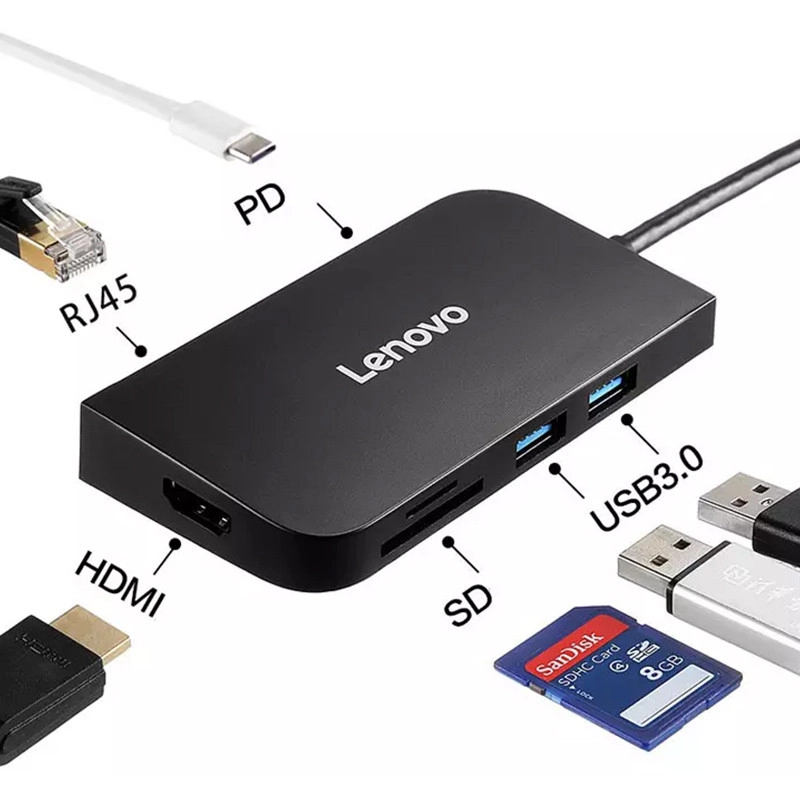 هاب ۷ پورت USB-C لنوو مدل S707