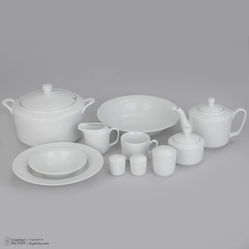 سرویس غذاخوری 102 پارچه چینی زرین ایران سری رادیانس مدل White درجه یک - سفید