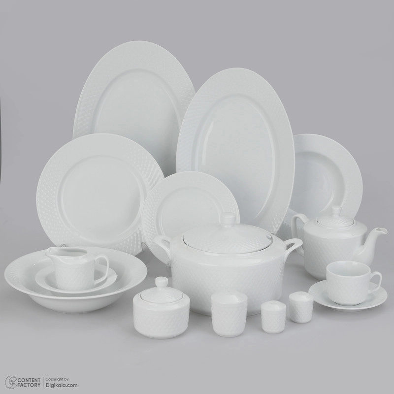 سرویس غذاخوری 102 پارچه چینی زرین ایران سری رادیانس مدل White درجه یک - سفید