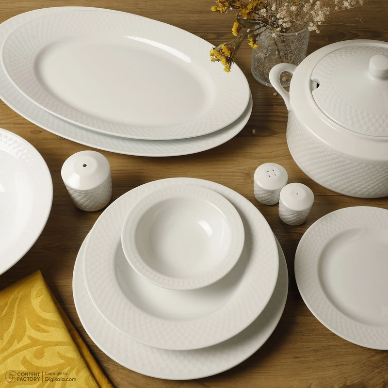 سرویس غذاخوری 102 پارچه چینی زرین ایران سری رادیانس مدل White درجه یک - سفید