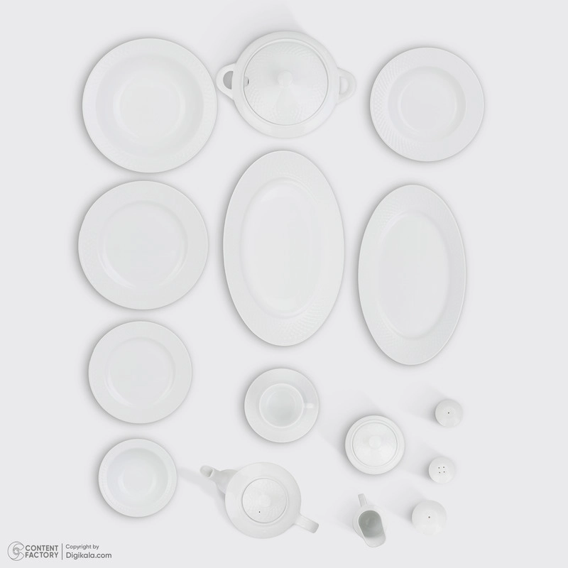 سرویس غذاخوری 102 پارچه چینی زرین ایران سری رادیانس مدل White درجه یک - سفید