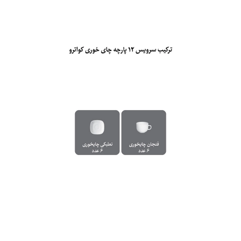 ست فنجان و نعلبکی 12 پارچه چینی زرین ایران مدل کواترو  8 زرین درجه عالی