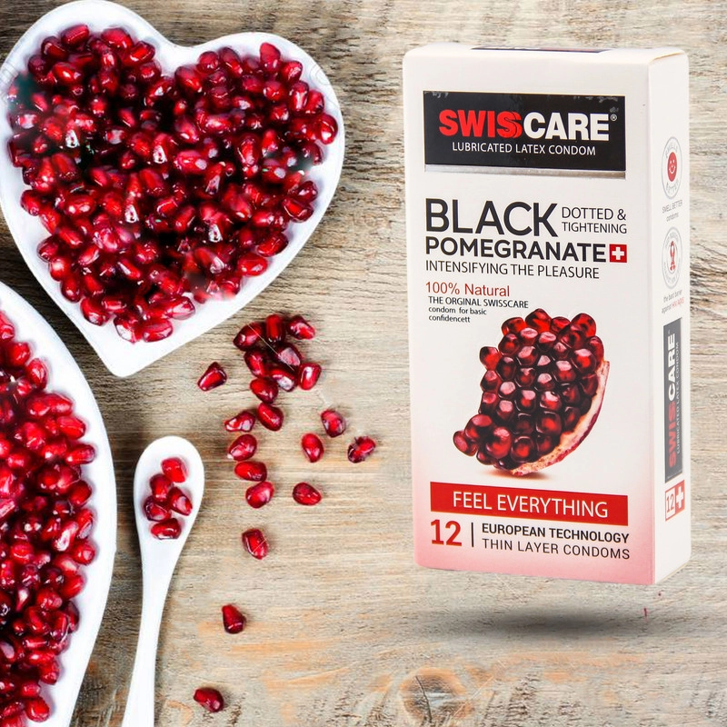 کاندوم سوئیس‌کر مدل Black Pomegranate بسته 12 عددی
