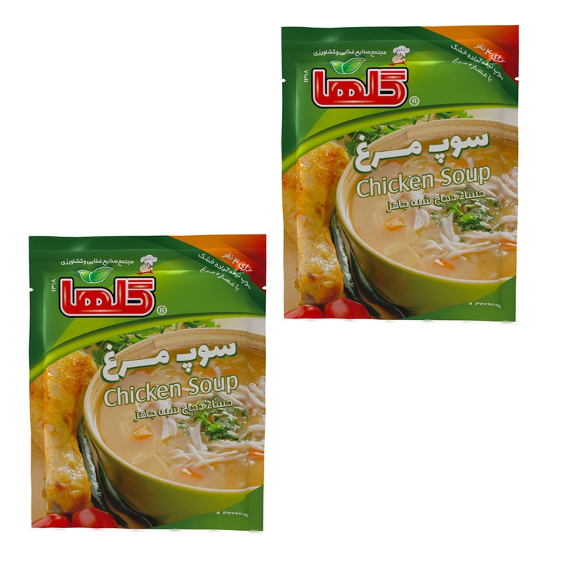 سوپ مرغ نیمه آماده گلها - 70 گرم بسته 2 عددی