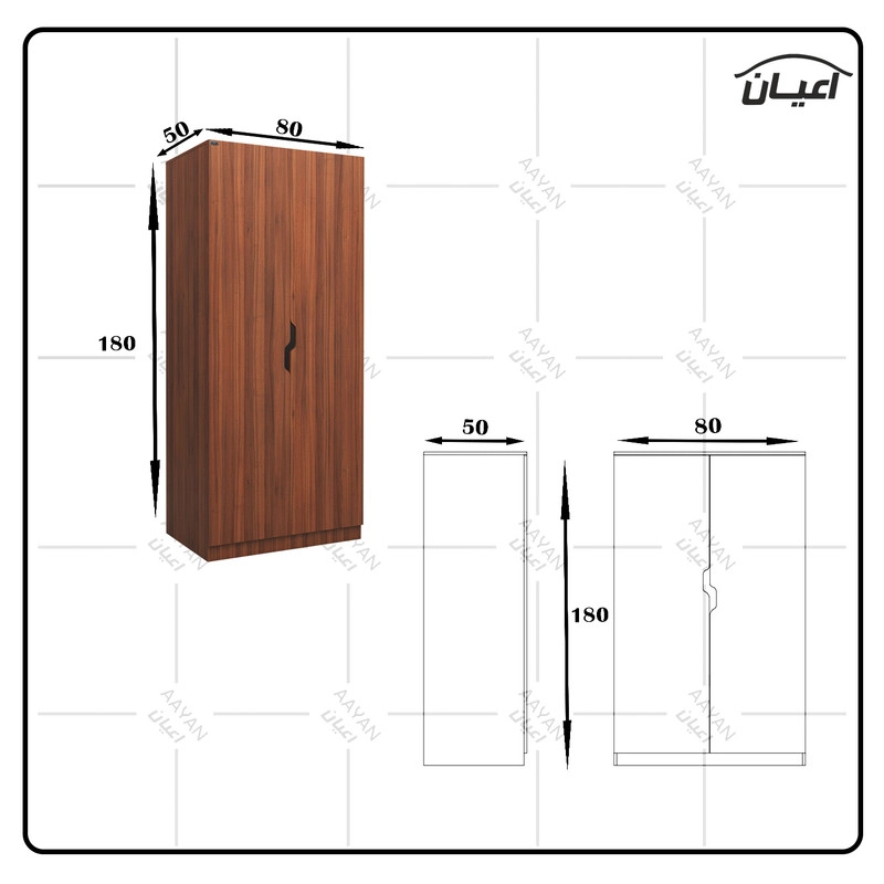 کمد لباس اعیان مدل FH512 - طوسی