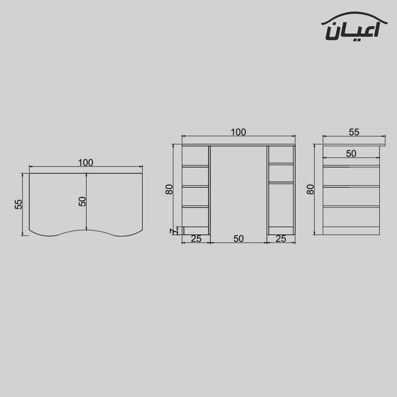 میز تحریر اعیان مدل FH388 - طوسی