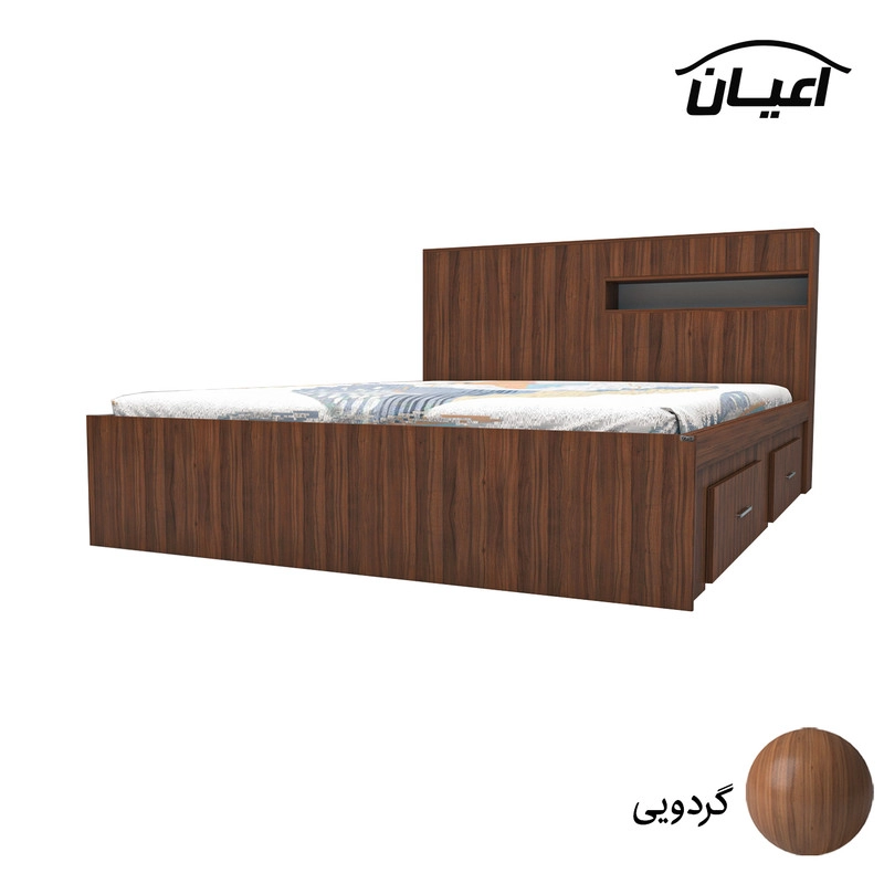 تخت خواب دونفره اعیان مدل FH619 سایز 160x200 سانتی متر - قهوه ای روشن