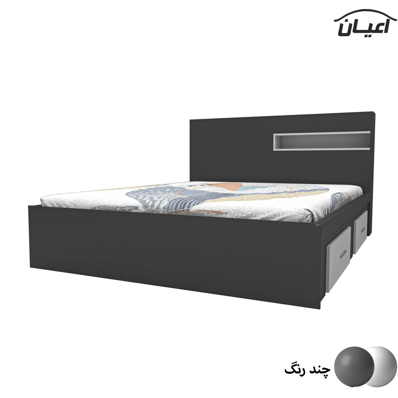 تخت خواب دونفره اعیان مدل FH619 سایز 160x200 سانتی متر - قهوه ای روشن