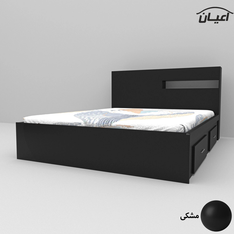 تخت خواب دونفره اعیان مدل FH619 سایز 160x200 سانتی متر - قهوه ای روشن