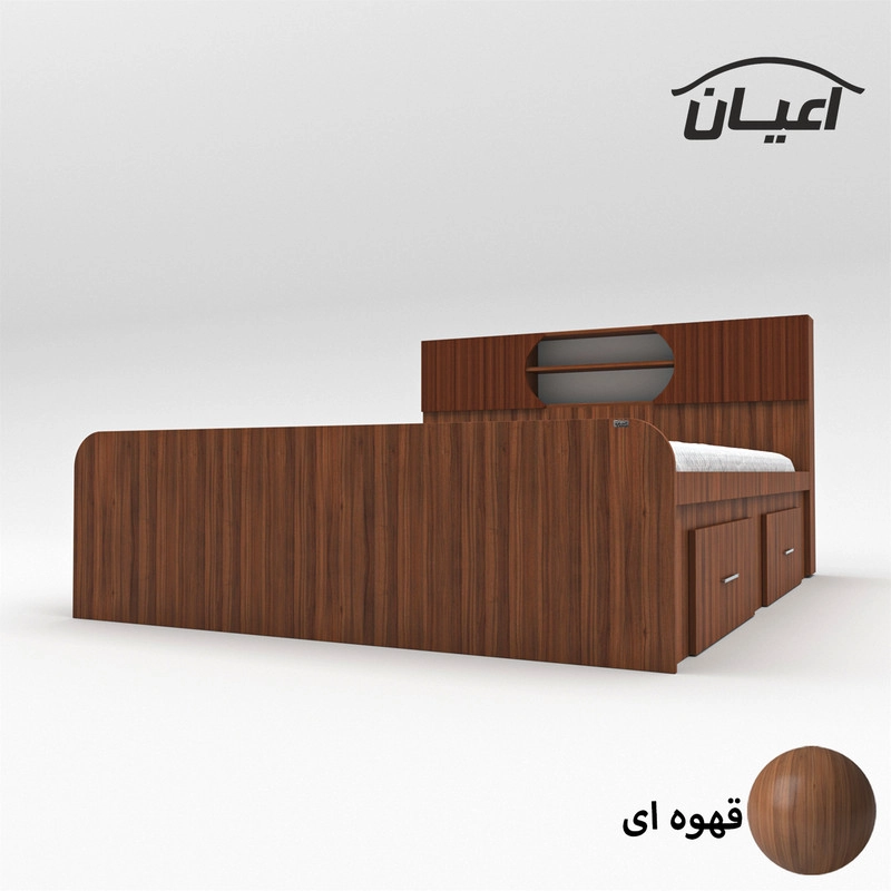 تخت خواب دونفره اعیان مدل FH515 سایز 160x200 سانتی متر - گردویی