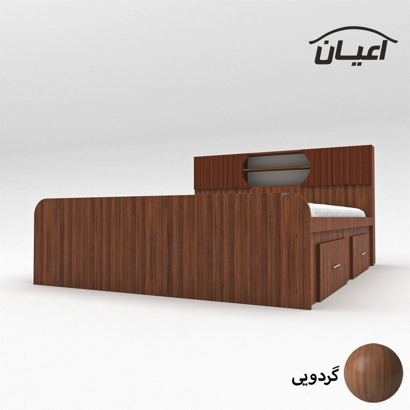 تخت خواب دونفره اعیان مدل FH515 سایز 160x200 سانتی متر - گردویی