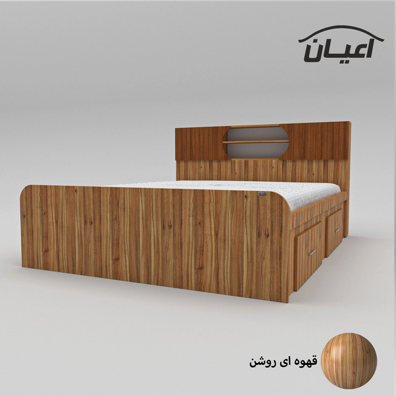 تخت خواب دونفره اعیان مدل FH515 سایز 160x200 سانتی متر - گردویی