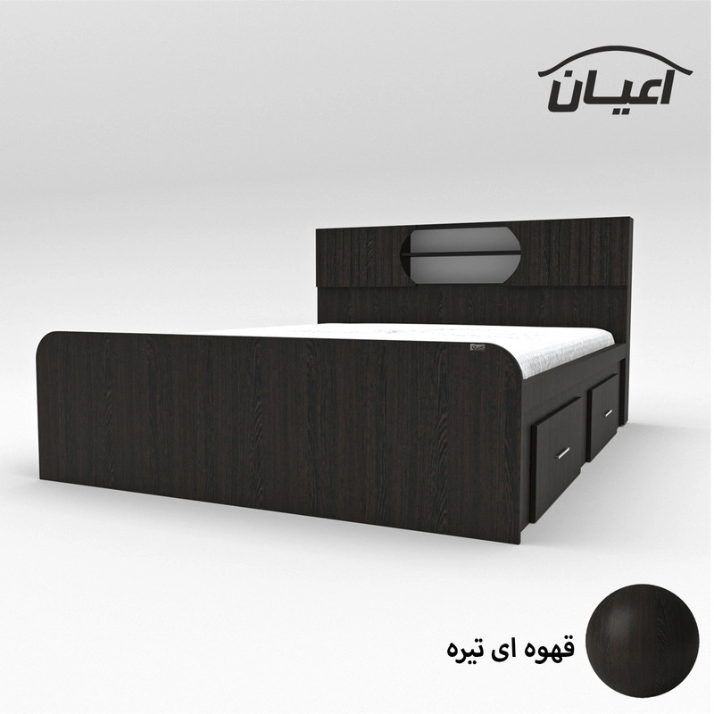 تخت خواب دونفره اعیان مدل FH515 سایز 160x200 سانتی متر - گردویی