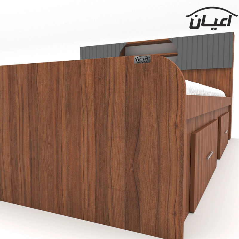 تخت خواب دونفره اعیان مدل FH515 سایز 160x200 سانتی متر - گردویی