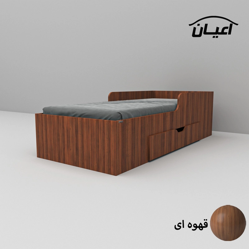 تخت خواب یک نفره اعیان مدل FH611 سایز 80x180 سانتی متر - طوسی