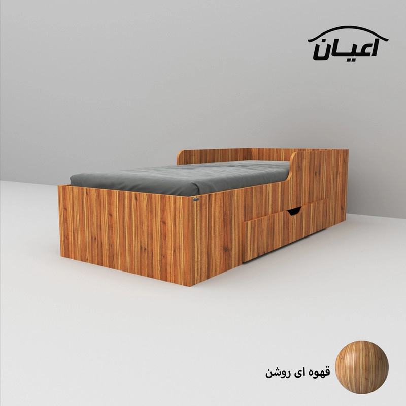 تخت خواب یک نفره اعیان مدل FH611 سایز 80x180 سانتی متر - طوسی
