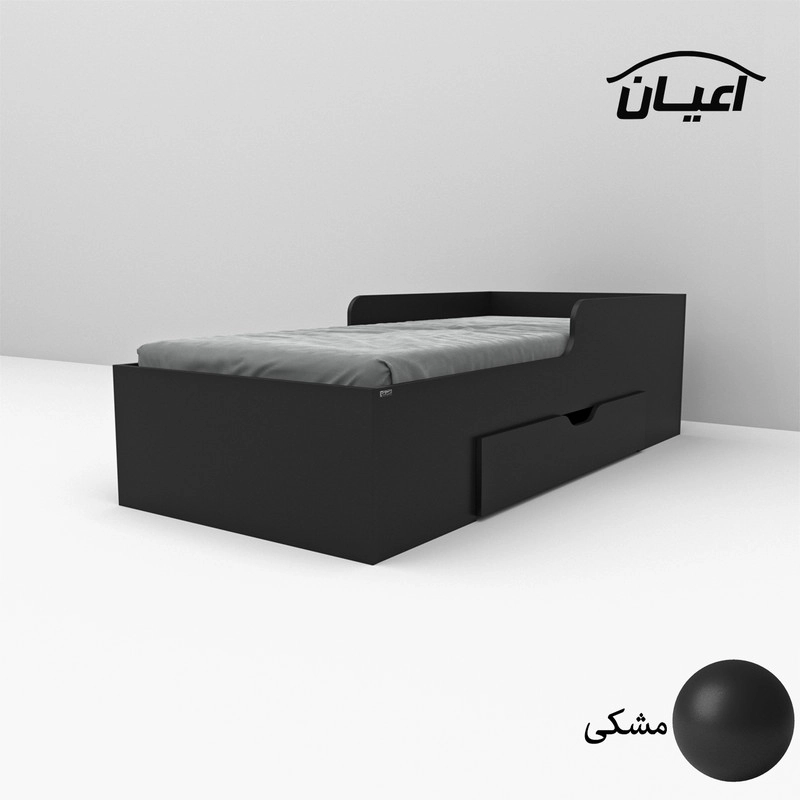 تخت خواب یک نفره اعیان مدل FH611 سایز 80x180 سانتی متر - طوسی