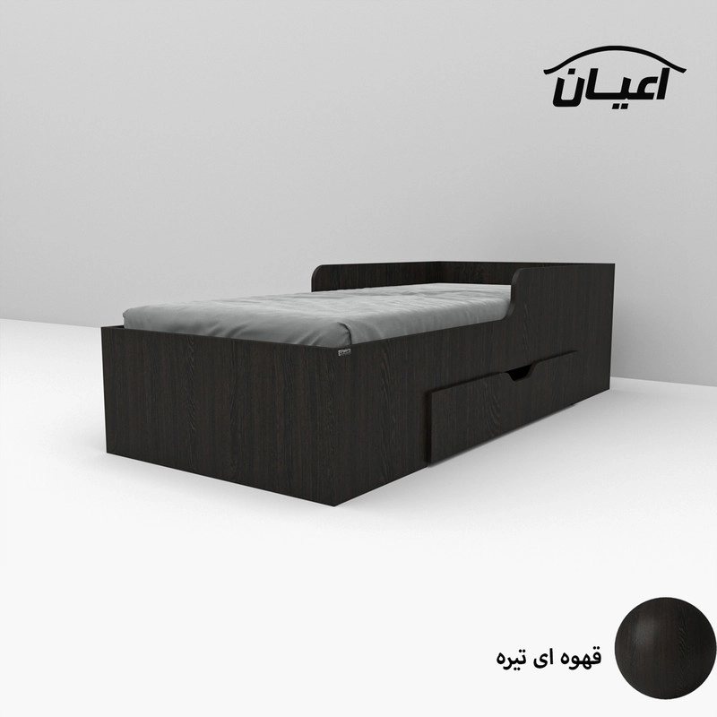 تخت خواب یک نفره اعیان مدل FH611 سایز 80x180 سانتی متر - طوسی